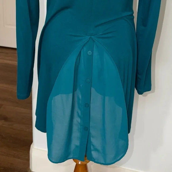 LOGO by Lori Goldstein Green Long Sleeves Tunic Top XS S M - Picture 2 of 5